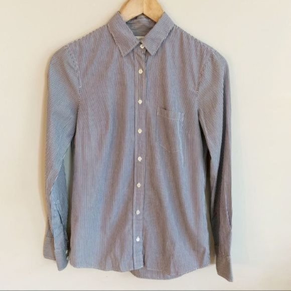 J. Crew | Everday Shirt Striped Poplin Sz. 0 - Picture 7 of 7